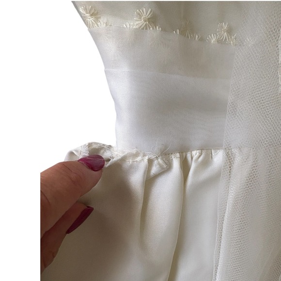 Vintage JCPenney 1st Communion Dress with Veil, Lace Trim, Long Sleeve, Size 6X - Picture 12 of 12